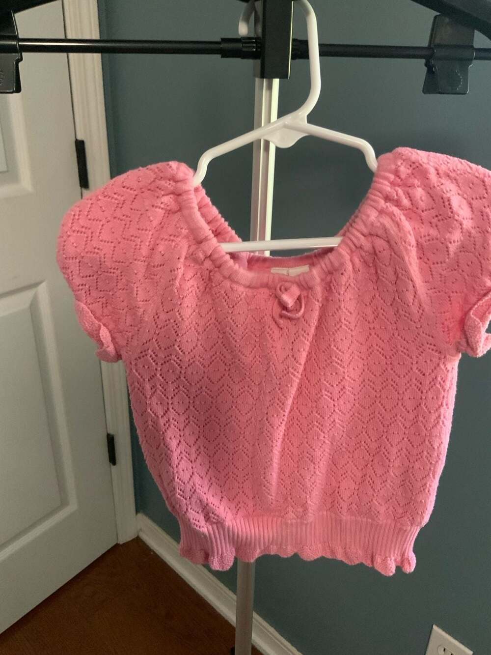 Janie And Jack Pink Pointelle Knit Top Girls Size 4